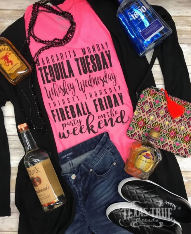 Weekday Drinks V-Neck Tee In Pink