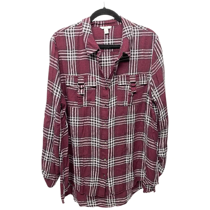 Top Long Sleeve By Cato In Plaid Pattern, Size: Xl