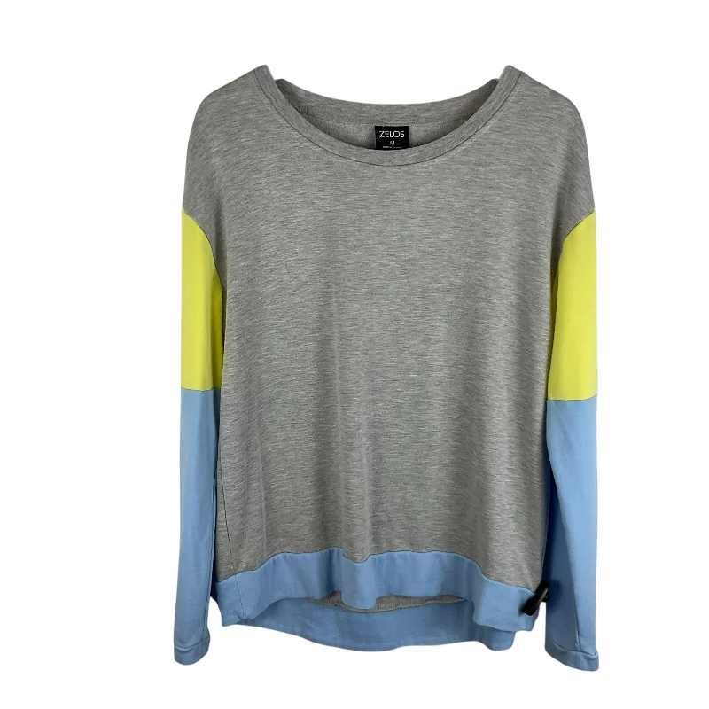 Top Long Sleeve By Zelos In Grey, Size: M