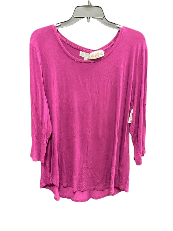 Top 3/4 Sleeve Basic By Jm Collections In Purple, Size: Xl