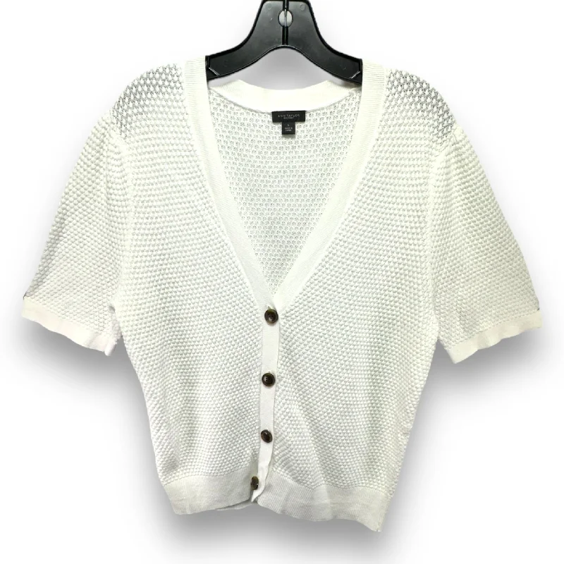 Sweater Cardigan By Ann Taylor In White, Size: L