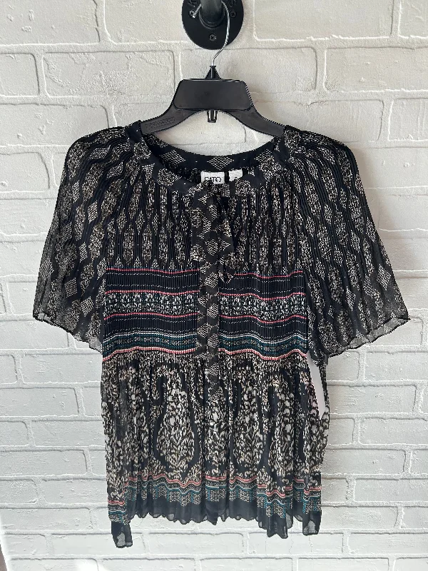 Top Short Sleeve By Cato In Black & Cream, Size: Xl