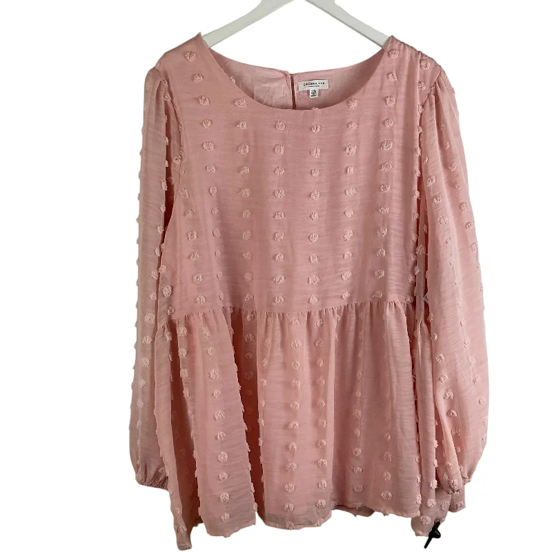 Top Long Sleeve By Chicsoul In Pink, Size: 1x