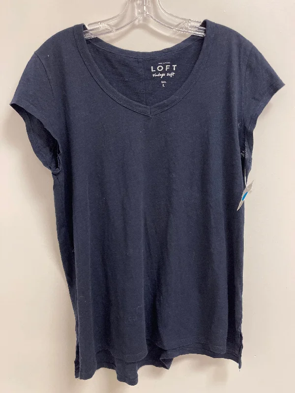 Top Short Sleeve Basic By Loft In Navy, Size: L