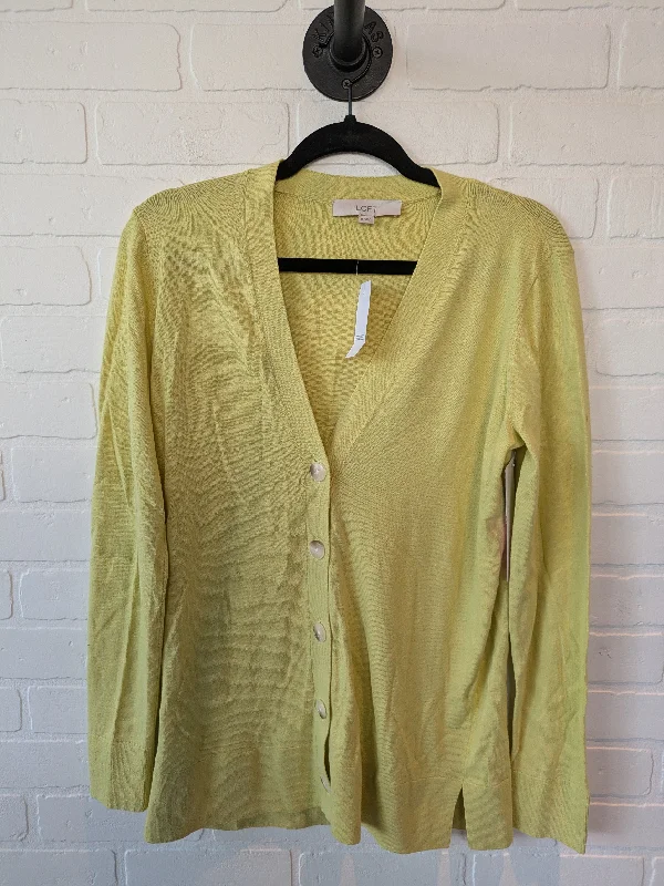 Sweater Cardigan By Loft In Yellow, Size: M