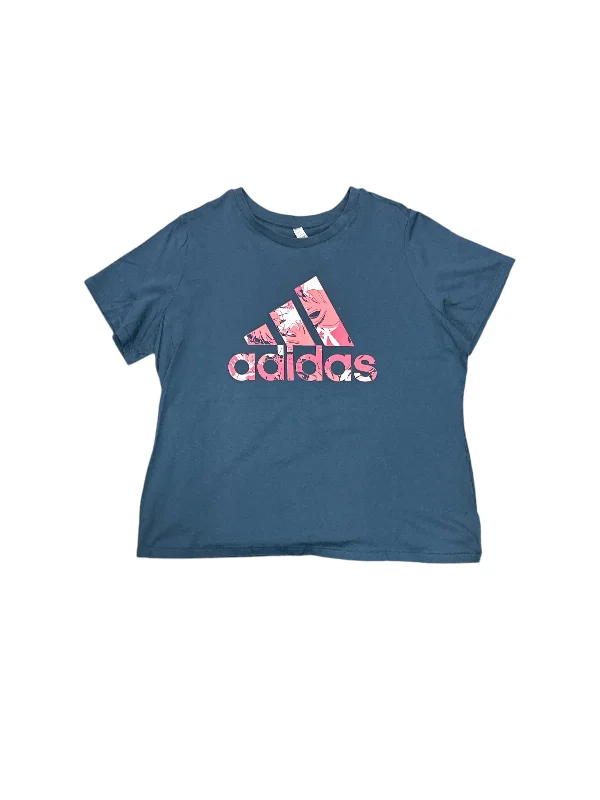 Top Short Sleeve By Adidas In Navy, Size: 3x