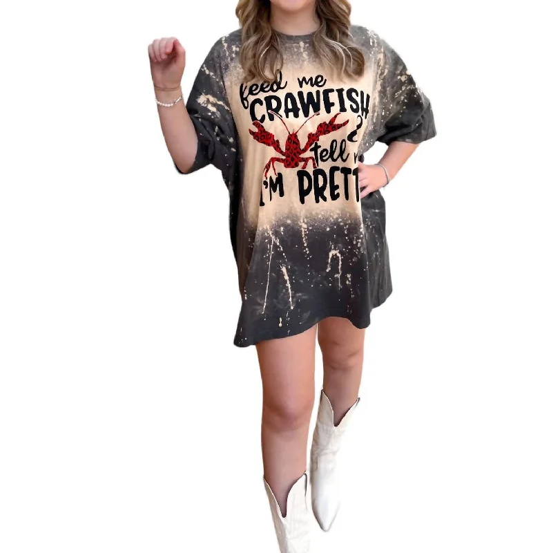 Feed Me Crawfish And Tell Me I'm Pretty Tee Shirt In Black