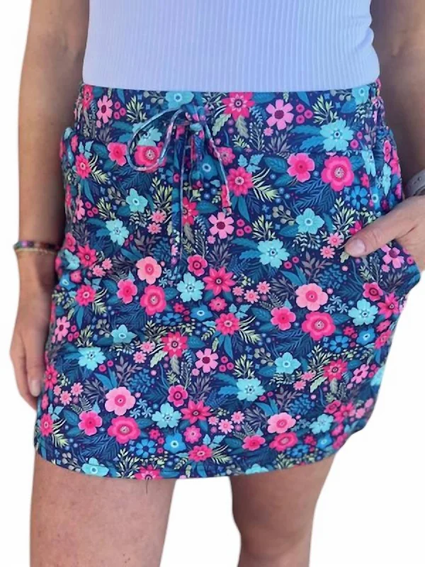 Watch Me Bloom Floral Skort In Blue