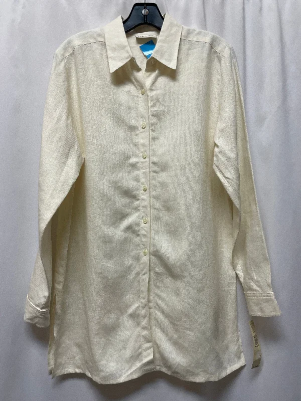 Top Long Sleeve By Amanda Smith In Cream, Size: M