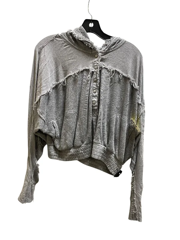 Sweatshirt Hoodie By Free People In Grey, Size: S