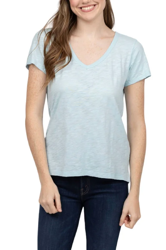 Short Sleeve Modern Tee Top In Powder Blue