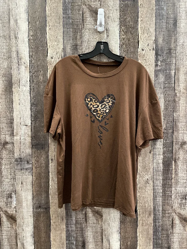 Top Short Sleeve By Shein In Brown, Size: Xl