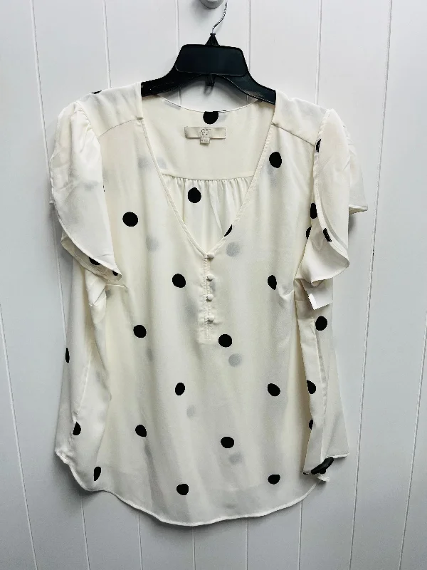 Top Short Sleeve By Loft In Black & Cream, Size: 18