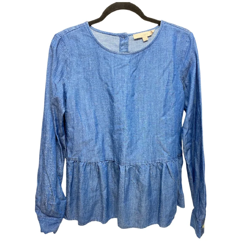 Top Long Sleeve By Loft In Blue Denim, Size: Xs