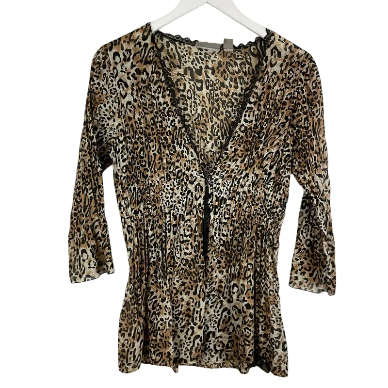 Top Long Sleeve By Kim Rogers In Animal Print, Size: M