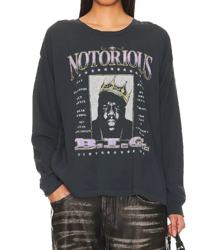 Notorious B.i.g Ls Tee In Vintage Black