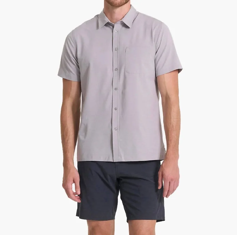 Men's Short Sleeve Bridge Button Down Shirt In Fog