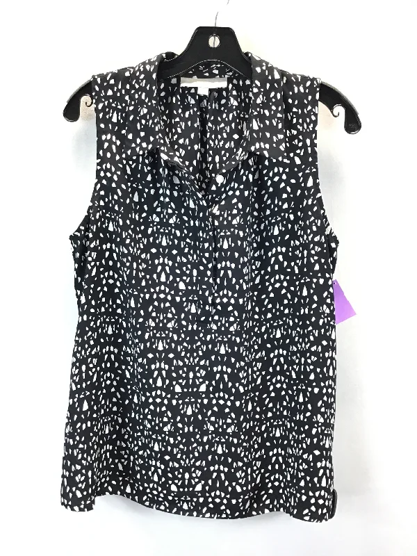 Top Sleeveless By Loft In Black & White, Size: M