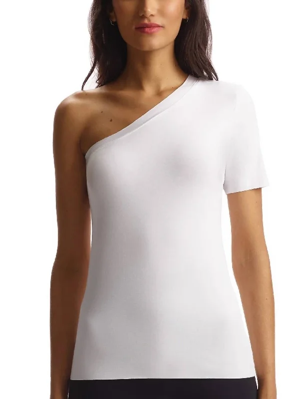 Essential Cotton One-Shoulder Tee In White