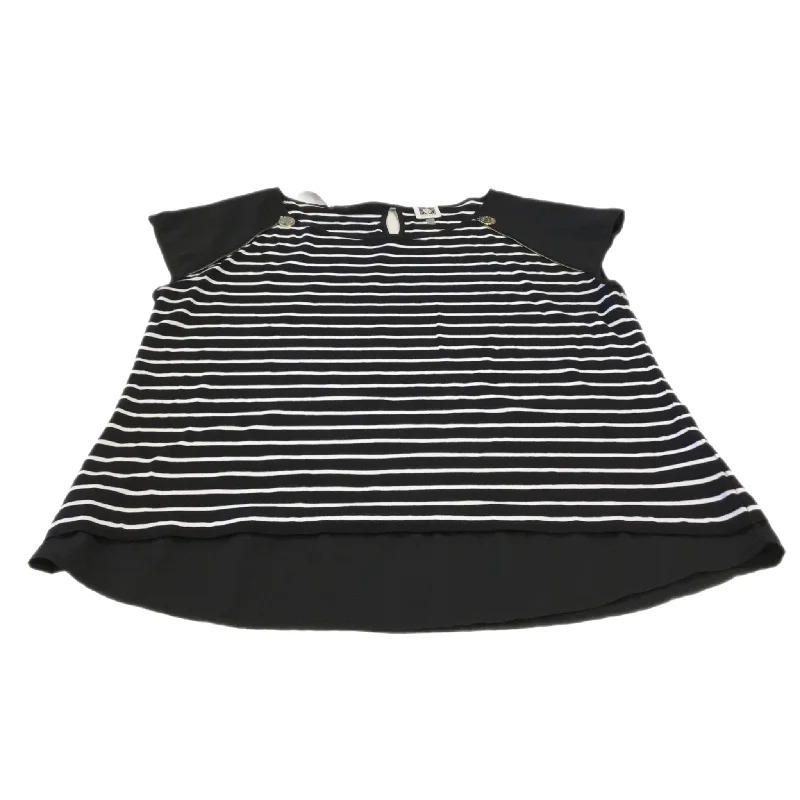 Top Short Sleeve By Anne Klein In Black White, Size: L