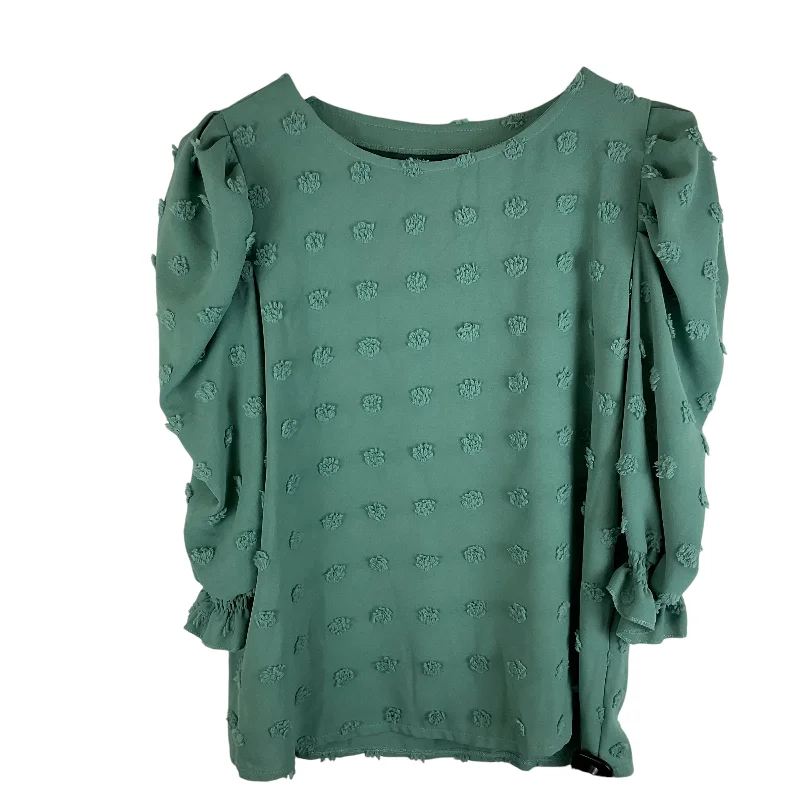 Top 3/4 Sleeve By Shein In Green, Size: M