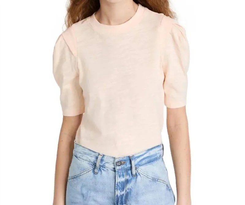 Pleated Panel Tee In Nude Pink