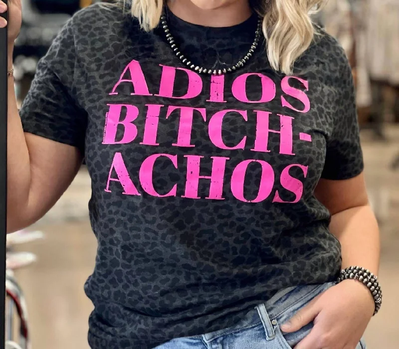 Adios Bitch-Achos Tee In Black Leopard