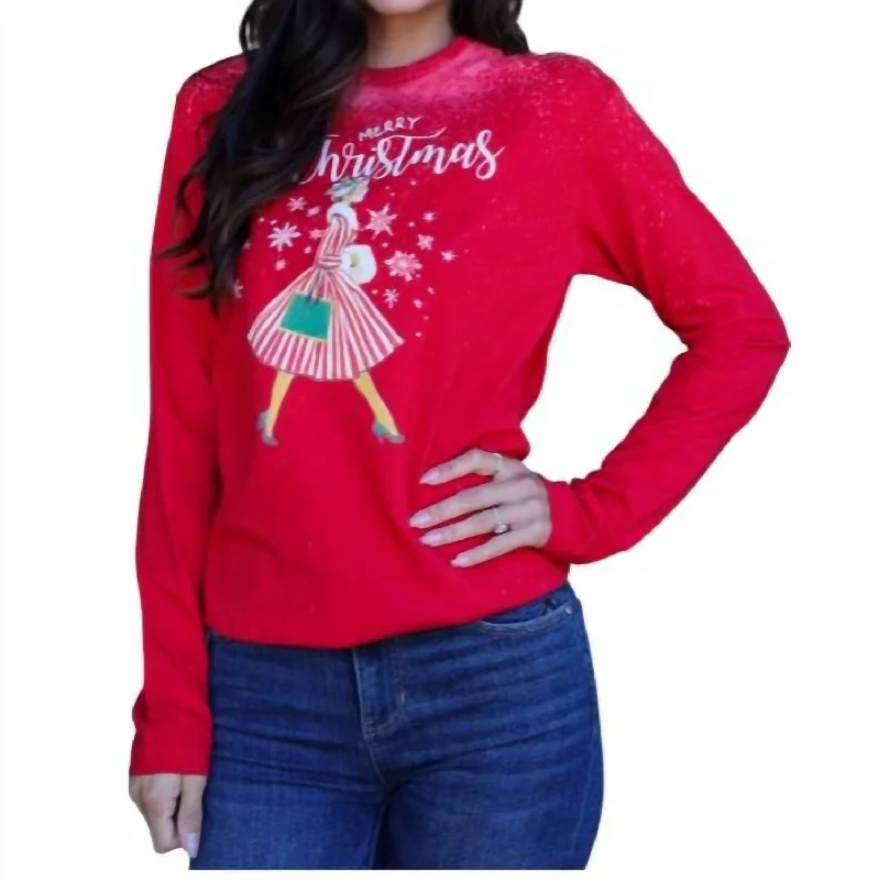 Lil Miss Shopper Christmas Tee In Red