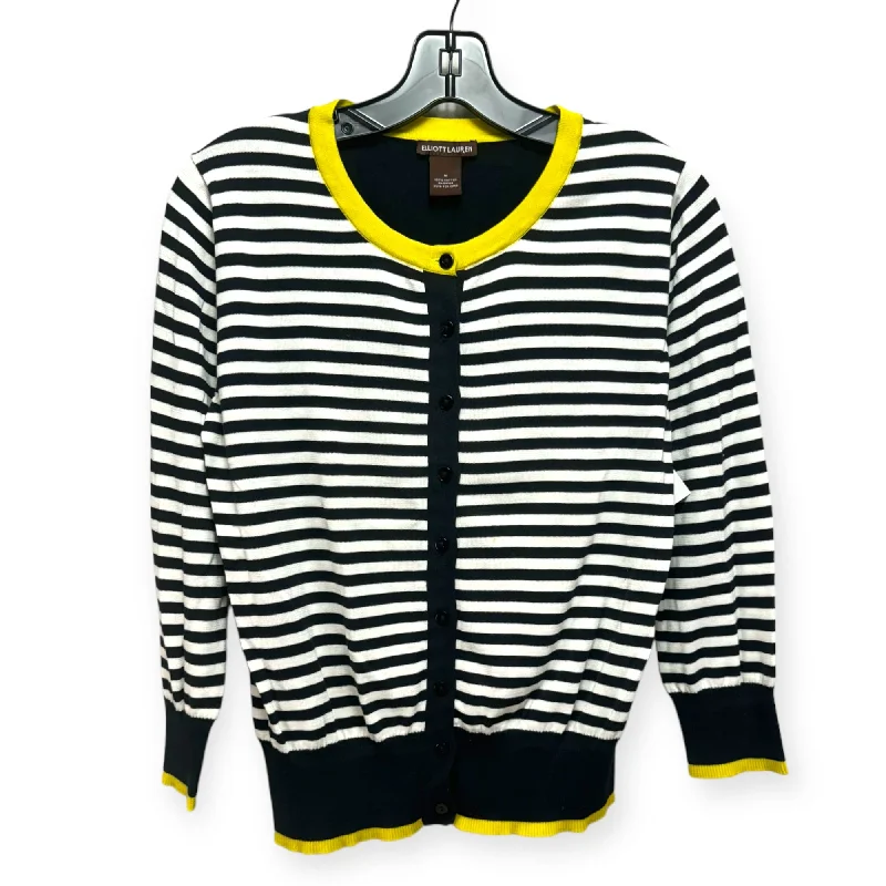 Sweater Cardigan By Elliott Lauren In Striped Pattern, Size: M