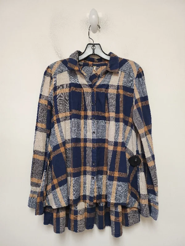 Top Long Sleeve By Free People In Plaid Pattern, Size: Xs