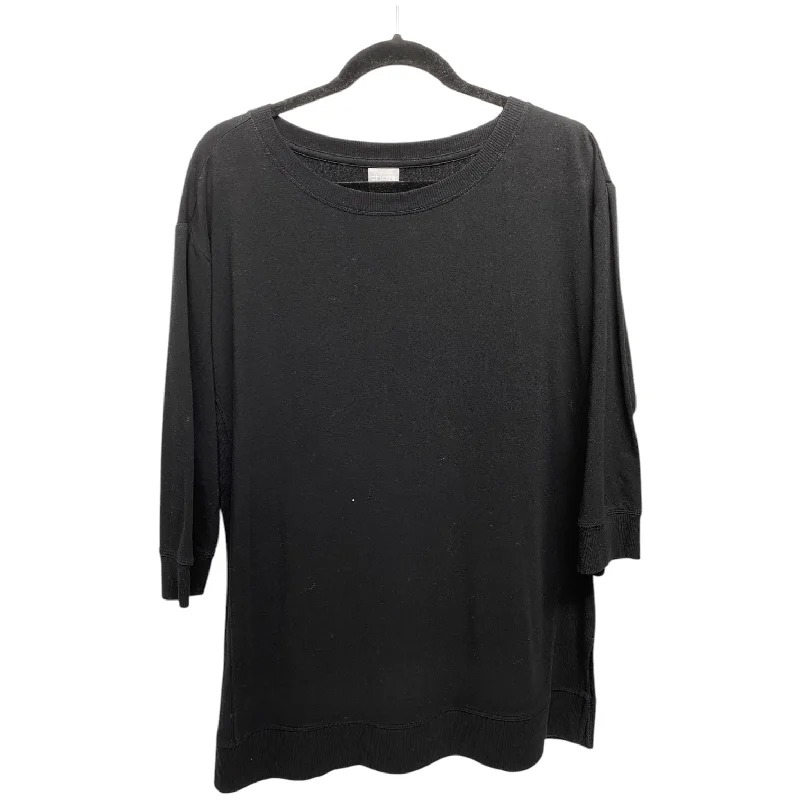 Top 3/4 Sleeve By Chicos In Black, Size: L