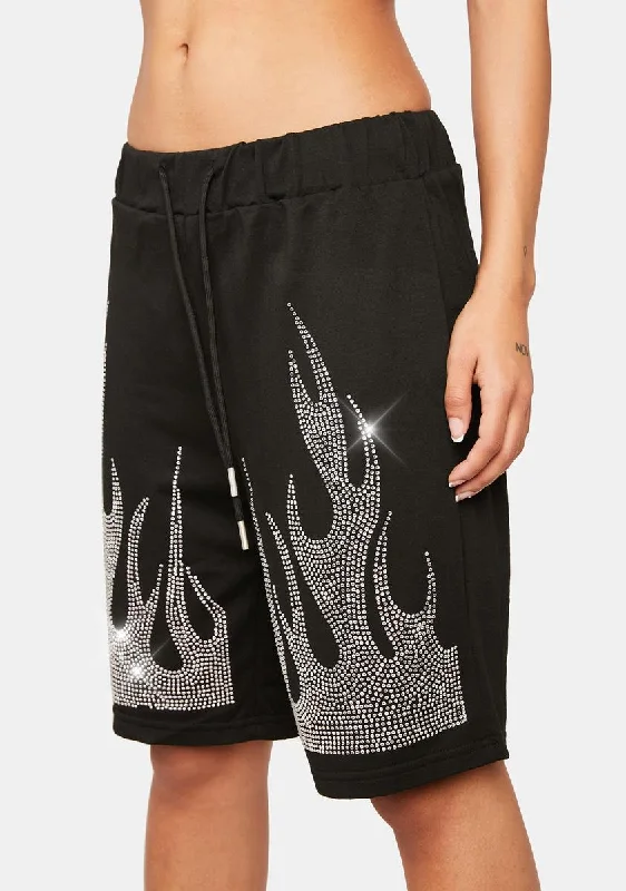 Fan Your Flame Rhinestone Shorts