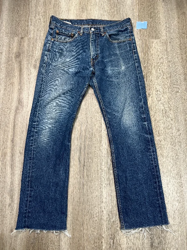 Jeans Straight By Levis In Blue Denim, Size: 14