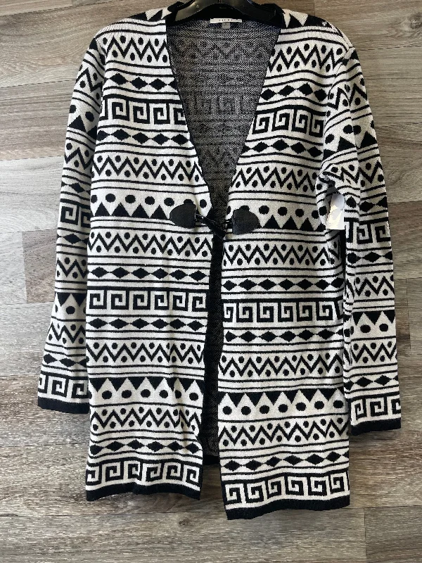 Sweater Cardigan By Sioni In Black & White, Size: S