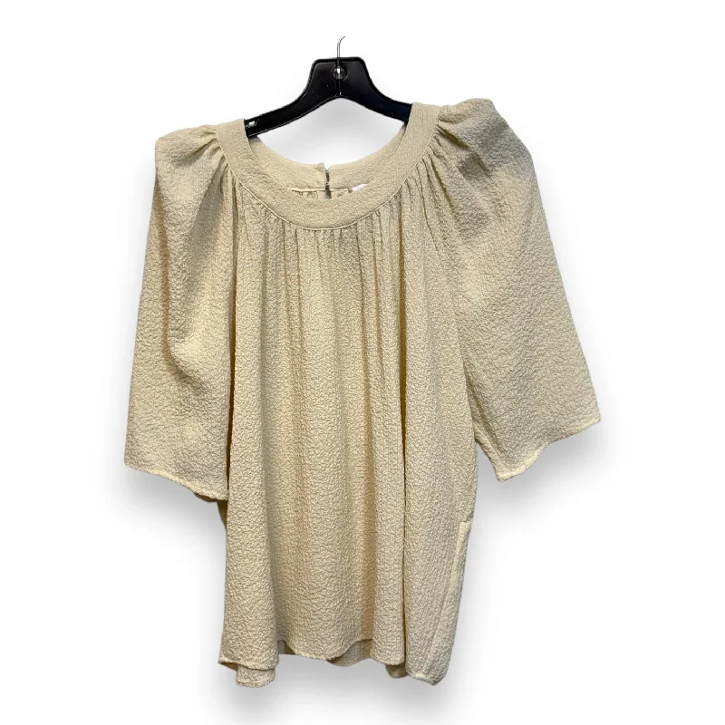 Top 3/4 Sleeve Basic By Calvin Klein In Cream, Size: L