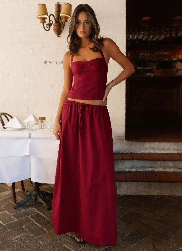 Cheryl Maxi Skirt - Cherry Red