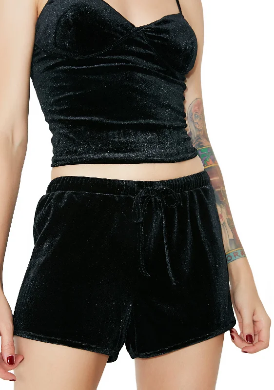 Onyx Lounge Life Velvet Shorts