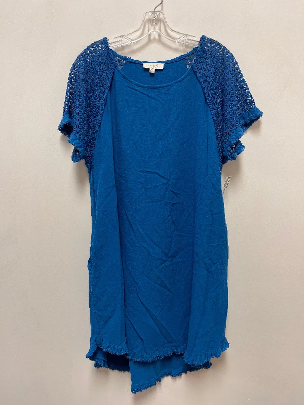 Tunic Short Sleeve By Umgee In Blue, Size: 1x