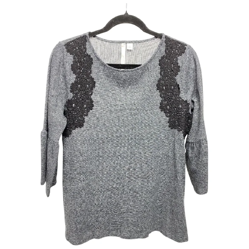 Top 3/4 Sleeve By Lc Lauren Conrad In Black & Grey, Size: S