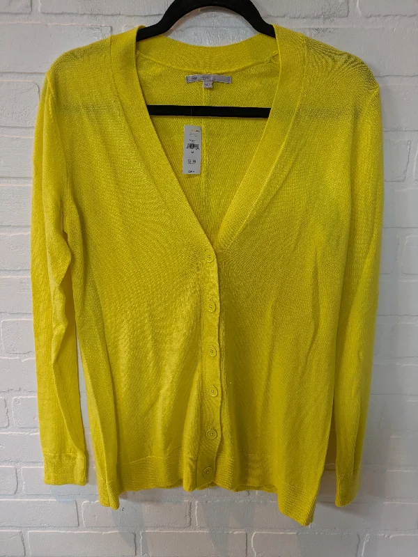 Sweater Cardigan By Gap In Yellow, Size: M