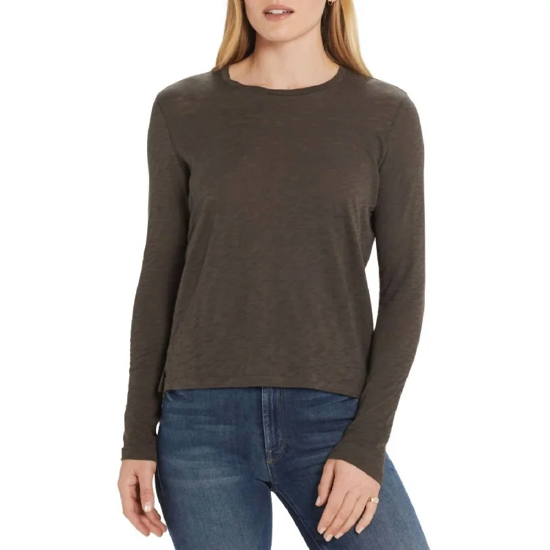 Flash Sale Happening Now – Act Fast Slub Long Sleeve Tee In Olive