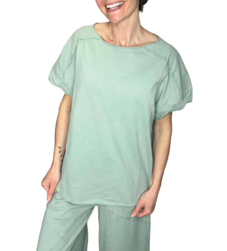Seasonal Clearance Washed Short Sleeve Tee In Sage/blue