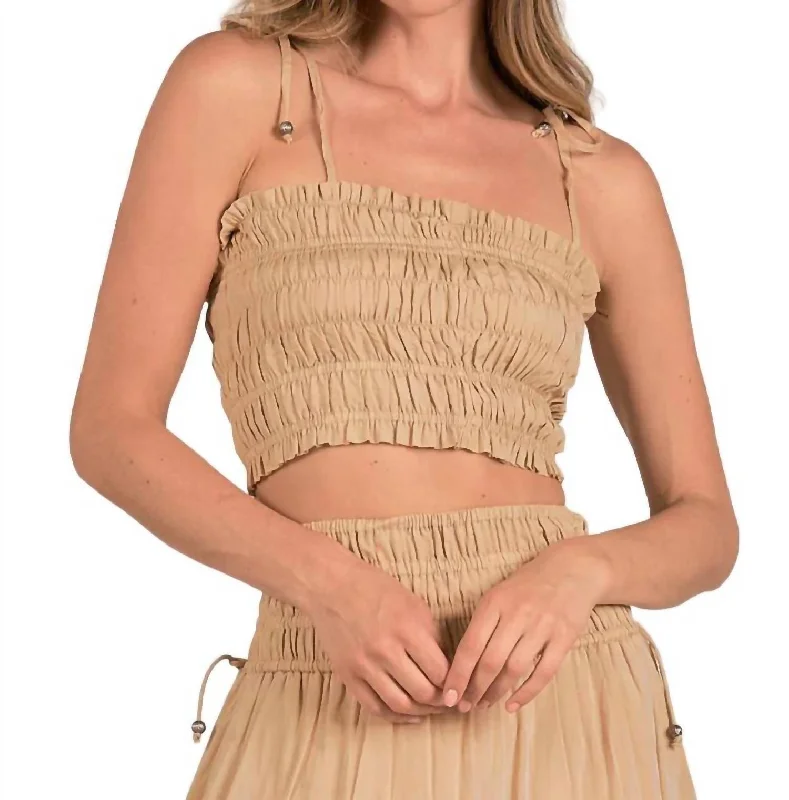 Seasonal Clearance Nikki Crop Top In Taupe