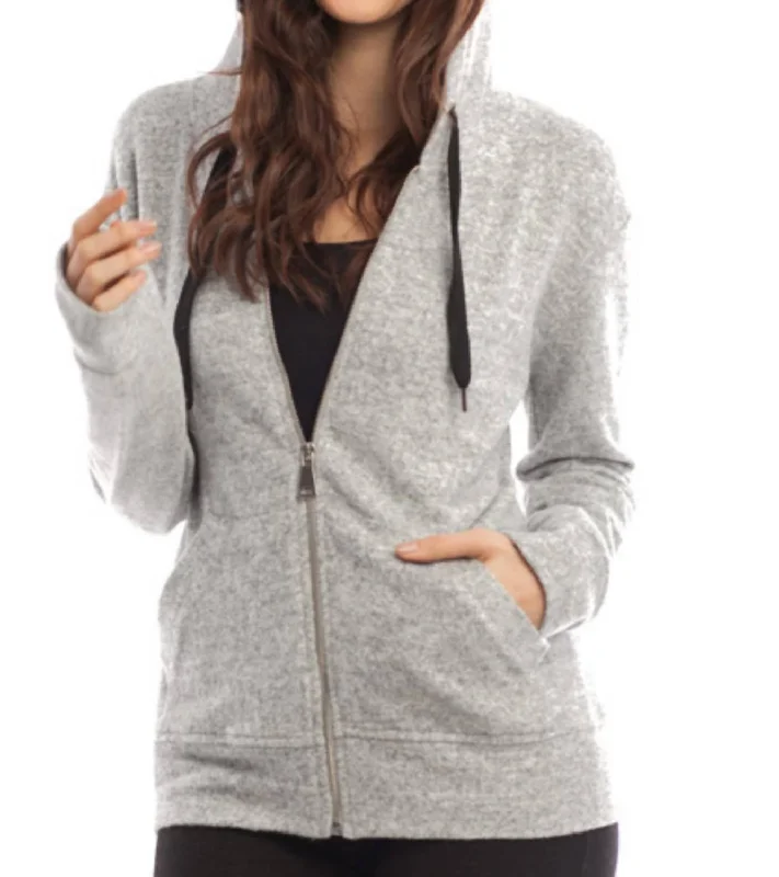 Flash Sale All Weekend Long Kourtney Kashmira Zip-Up Hooded Sweatshirt In Gray