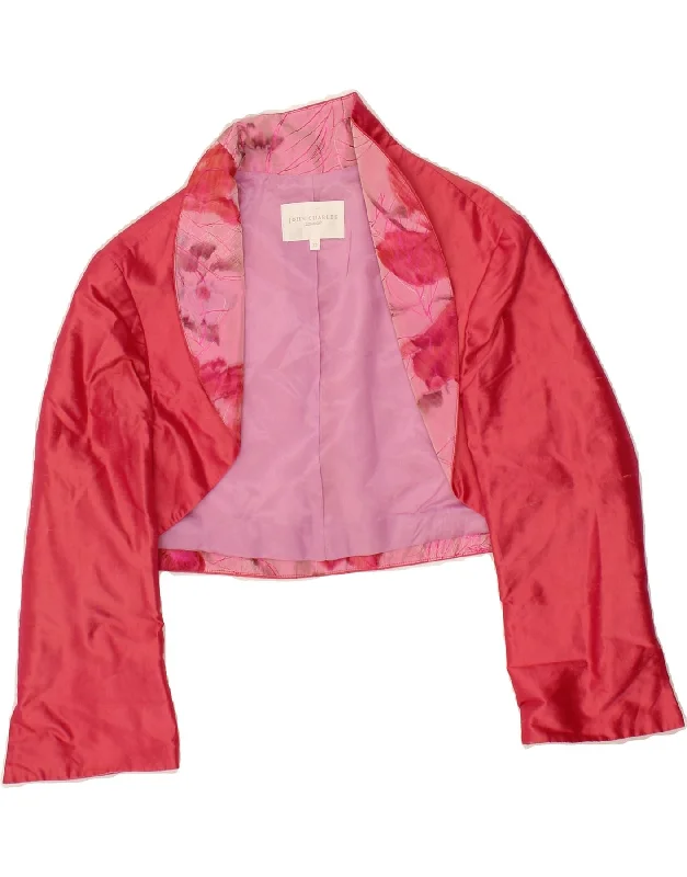 Women's Clothes And Apparel Sets VINTAGE Womens 3/4 Sleeve Bolero Jacket UK 12 Medium Red Floral Silk
