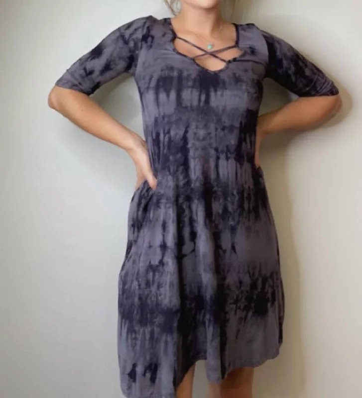 Bold Fashion Sales Tie Dye Tunic In Charcoal And Black Tie Dye