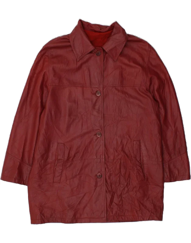 Affordable Online Boutique VINTAGE Womens Leather Coat UK 20 2XL Burgundy Leather