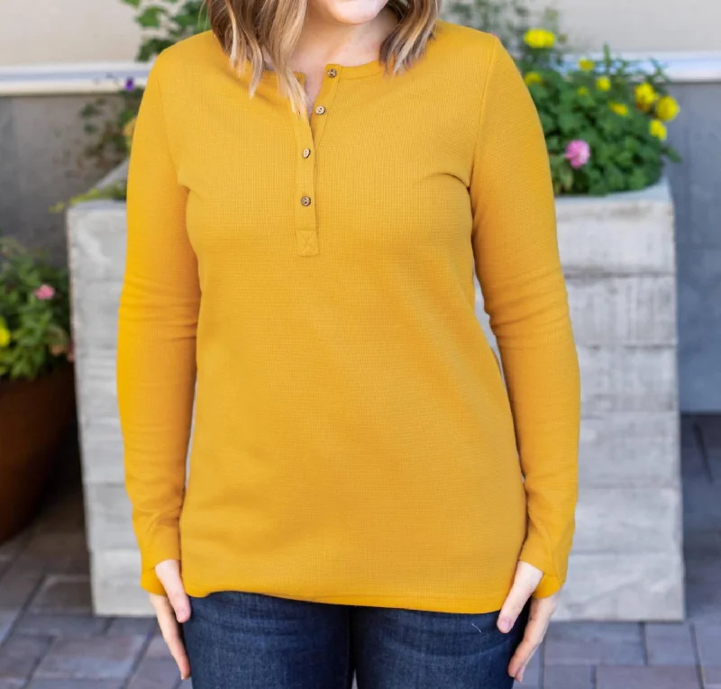 Shop The Hottest Deals Harper Henley Long Sleeve Top In Mustard
