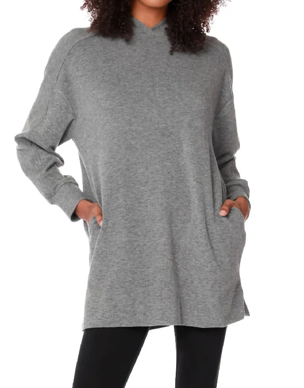 Last Chance To Grab These Amazing Deals Long Split Hem Hoodie In Charcoal