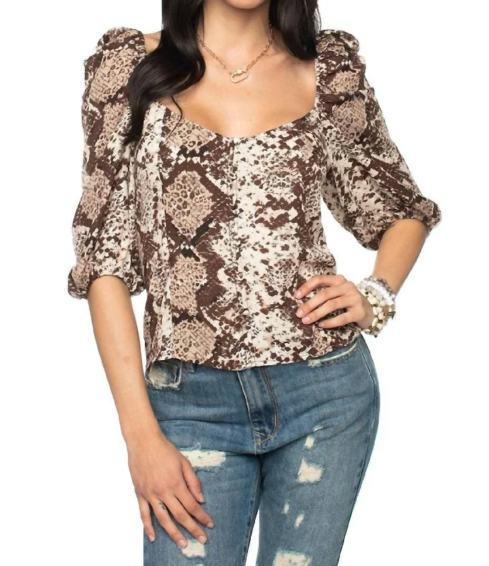Exclusive Fashion Deals Snake Crop Top In Brown